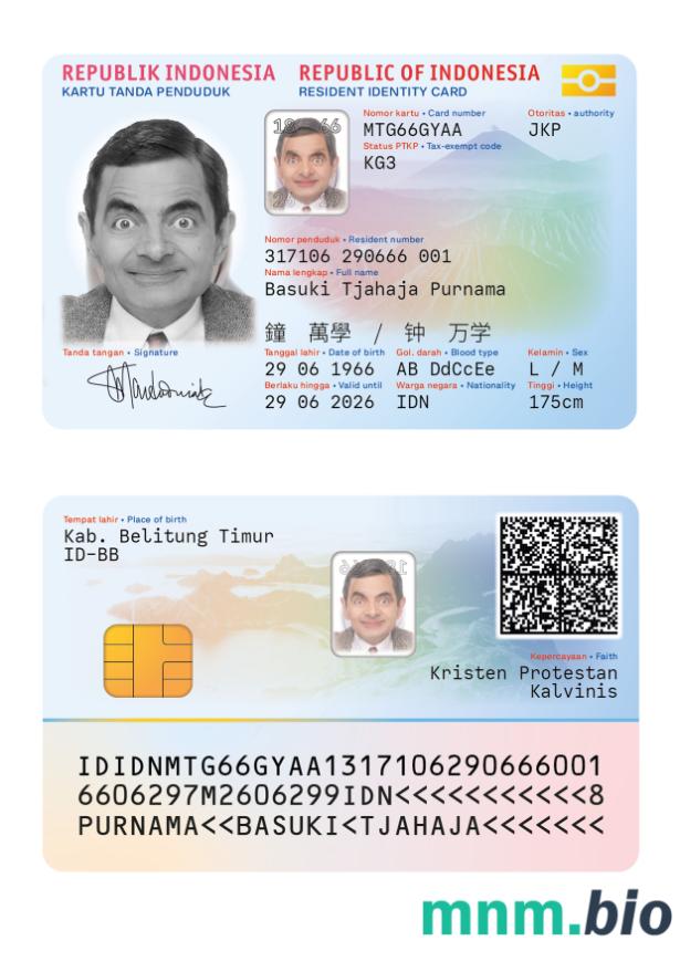 Karta identyfikacyjna Indonezji nowa wersja